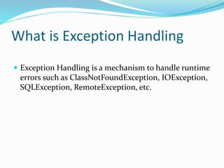 Exception handling in java | PPT