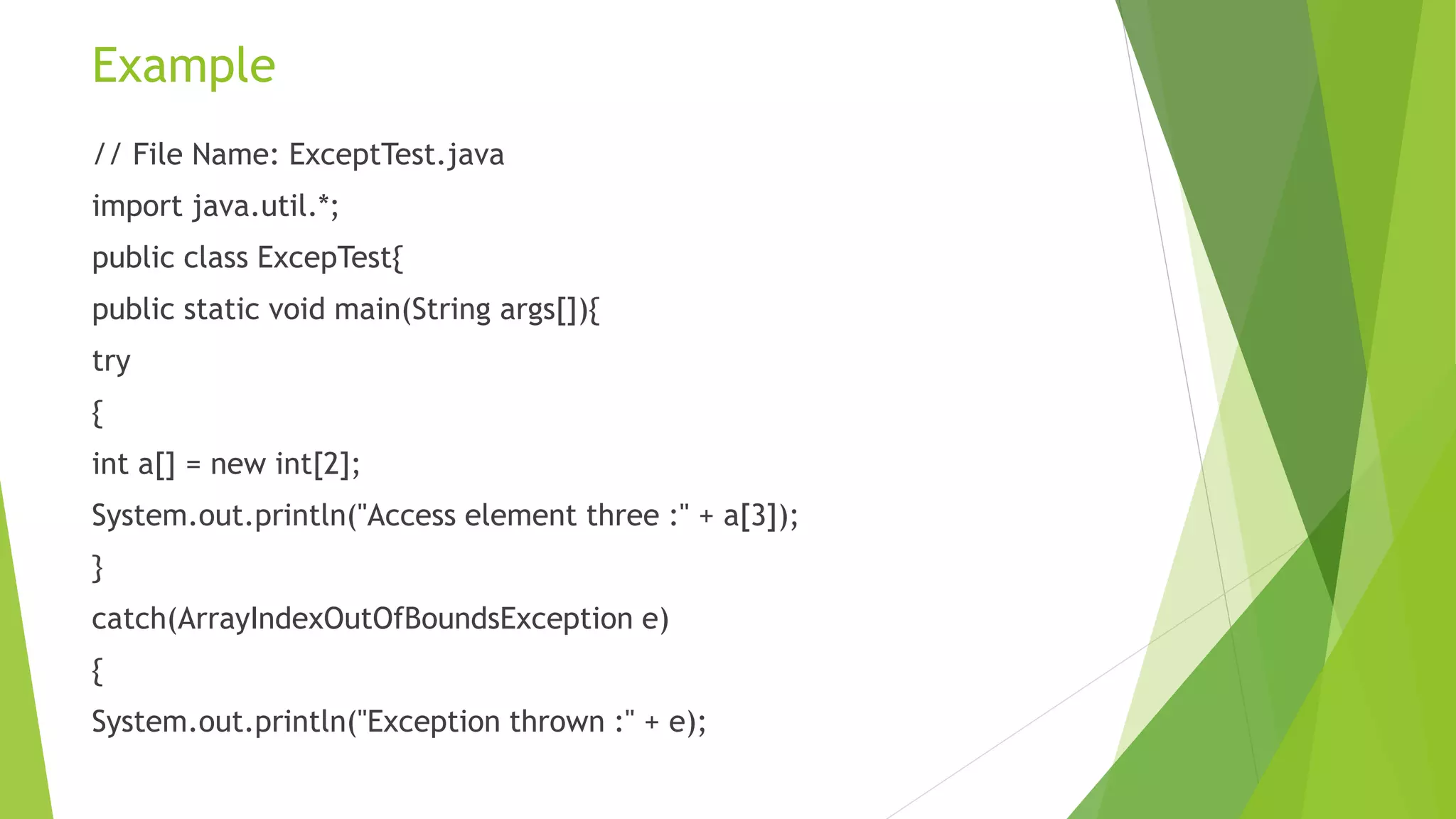Exception handling in Java | PPTX | Programming Languages | Computing