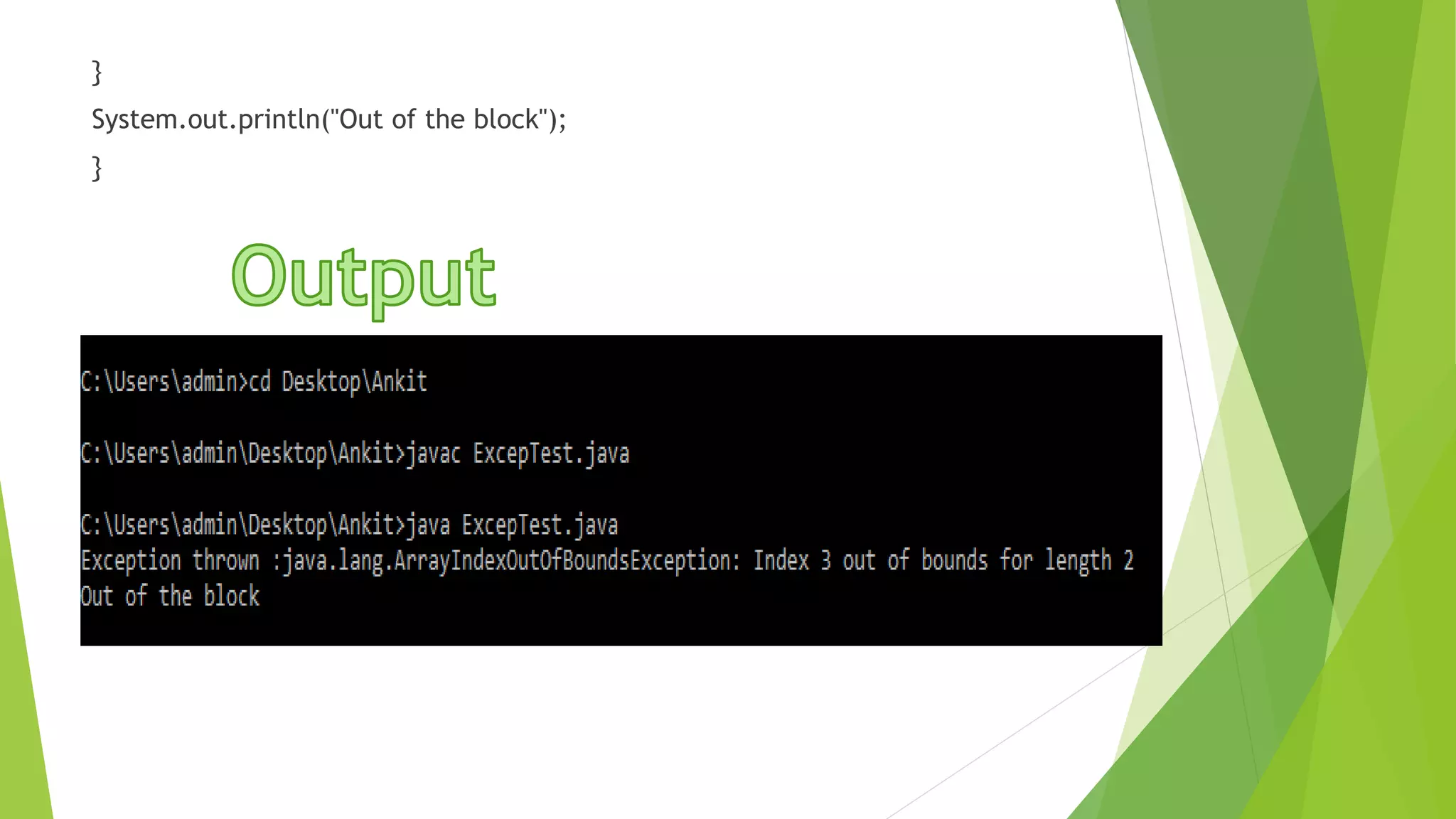 Exception handling in Java