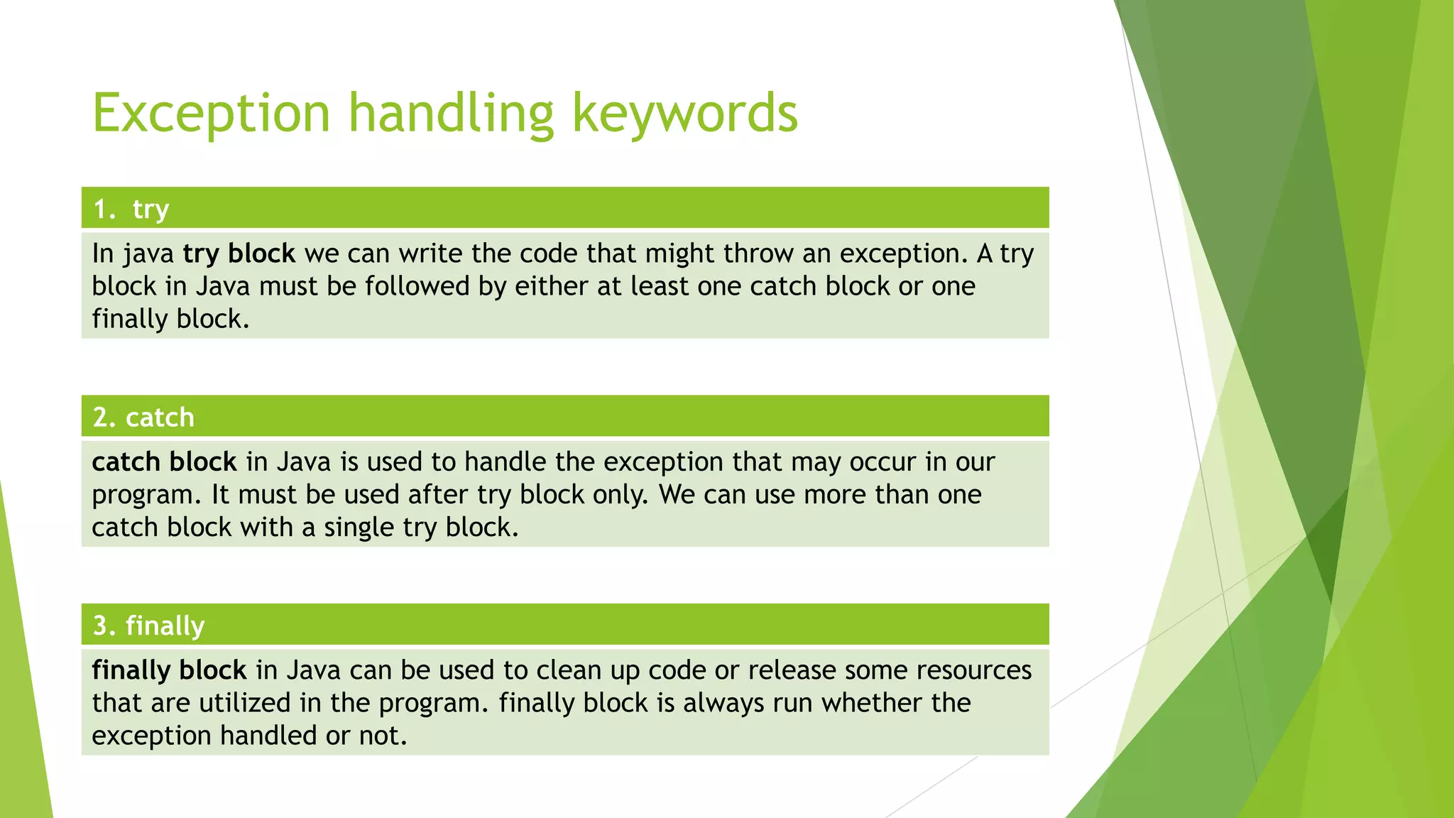 Exception handling in Java