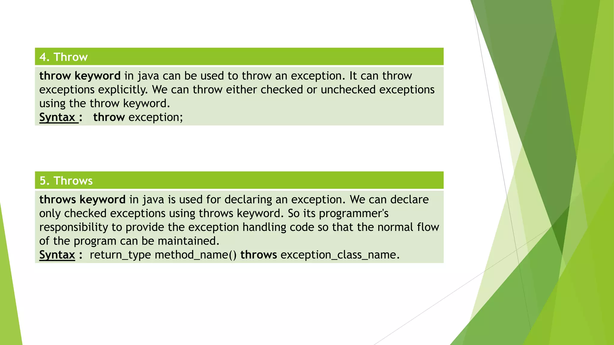 Exception handling in Java