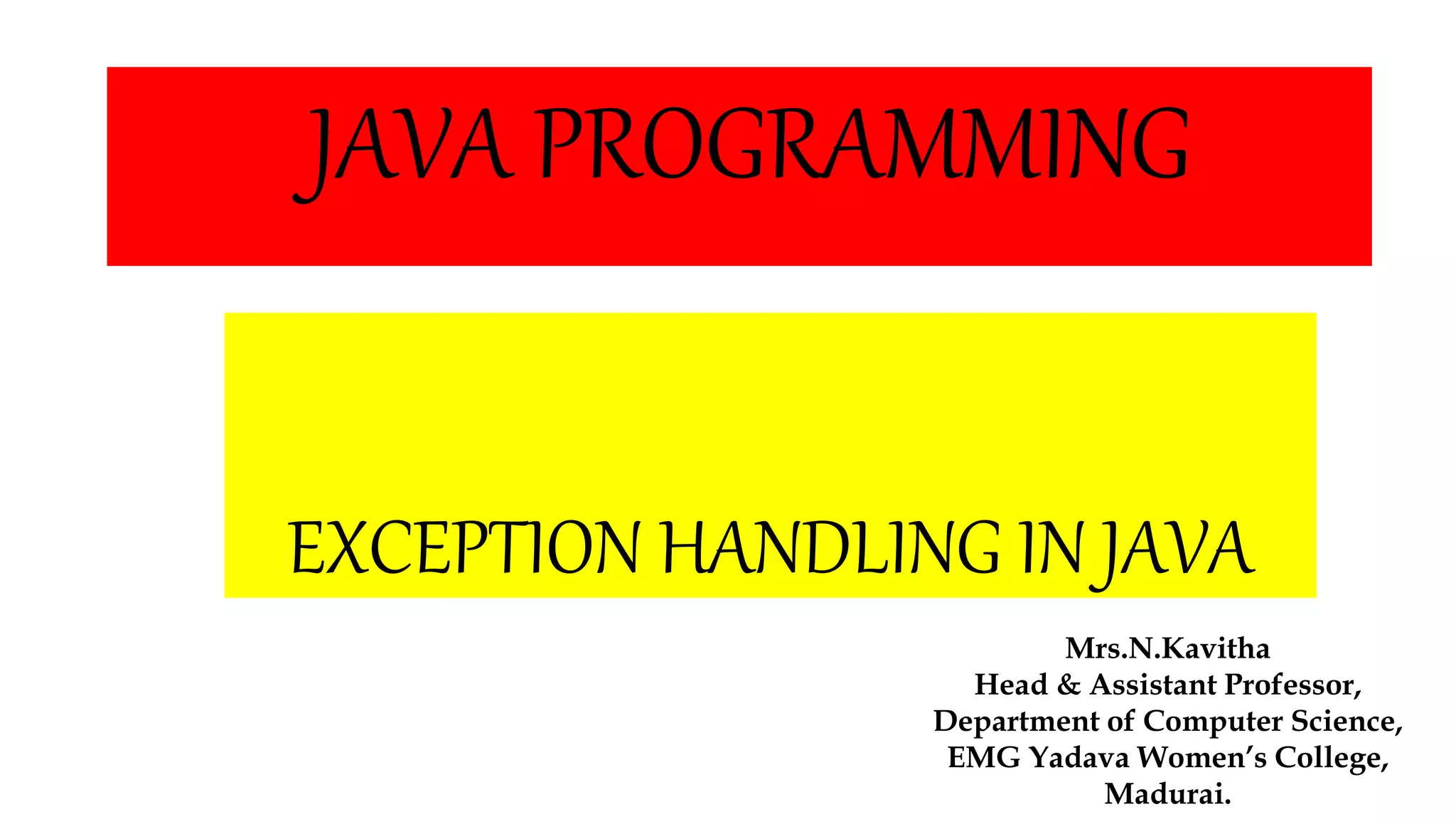 Exception handling in java | PPT