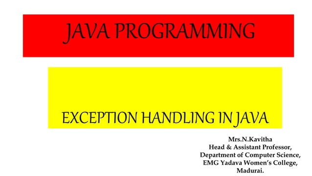 Exception handling in java | PPT