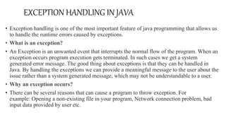 Exception handling in java | PPT