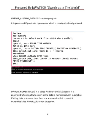 Exception handling in plsql | PDF
