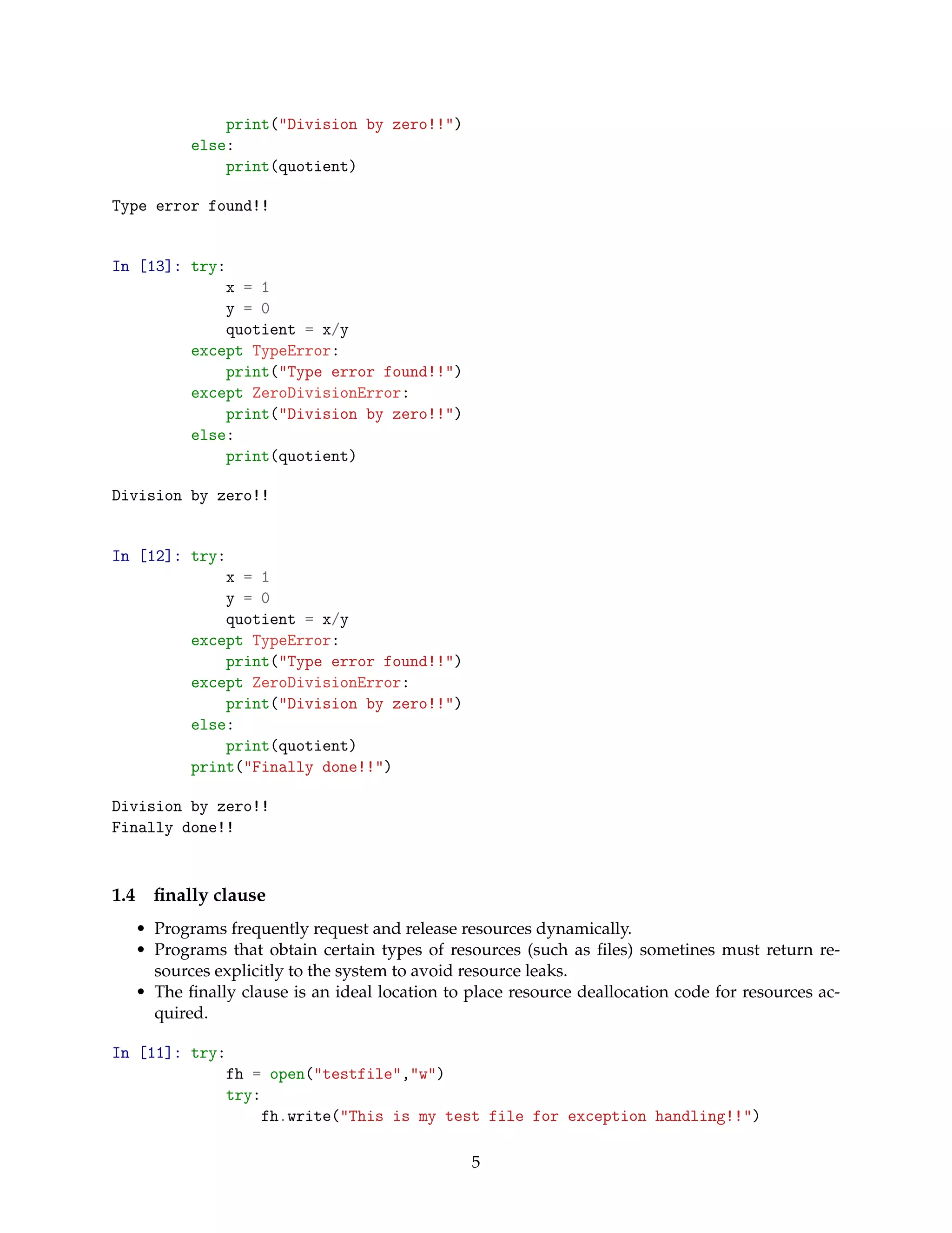 Exception handling in python | PDF