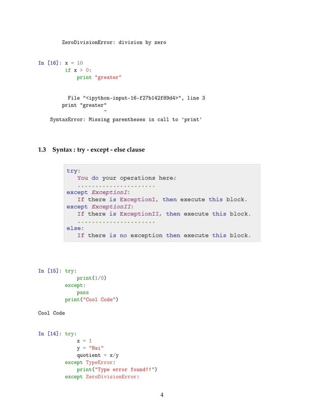 Exception handling in python | PDF