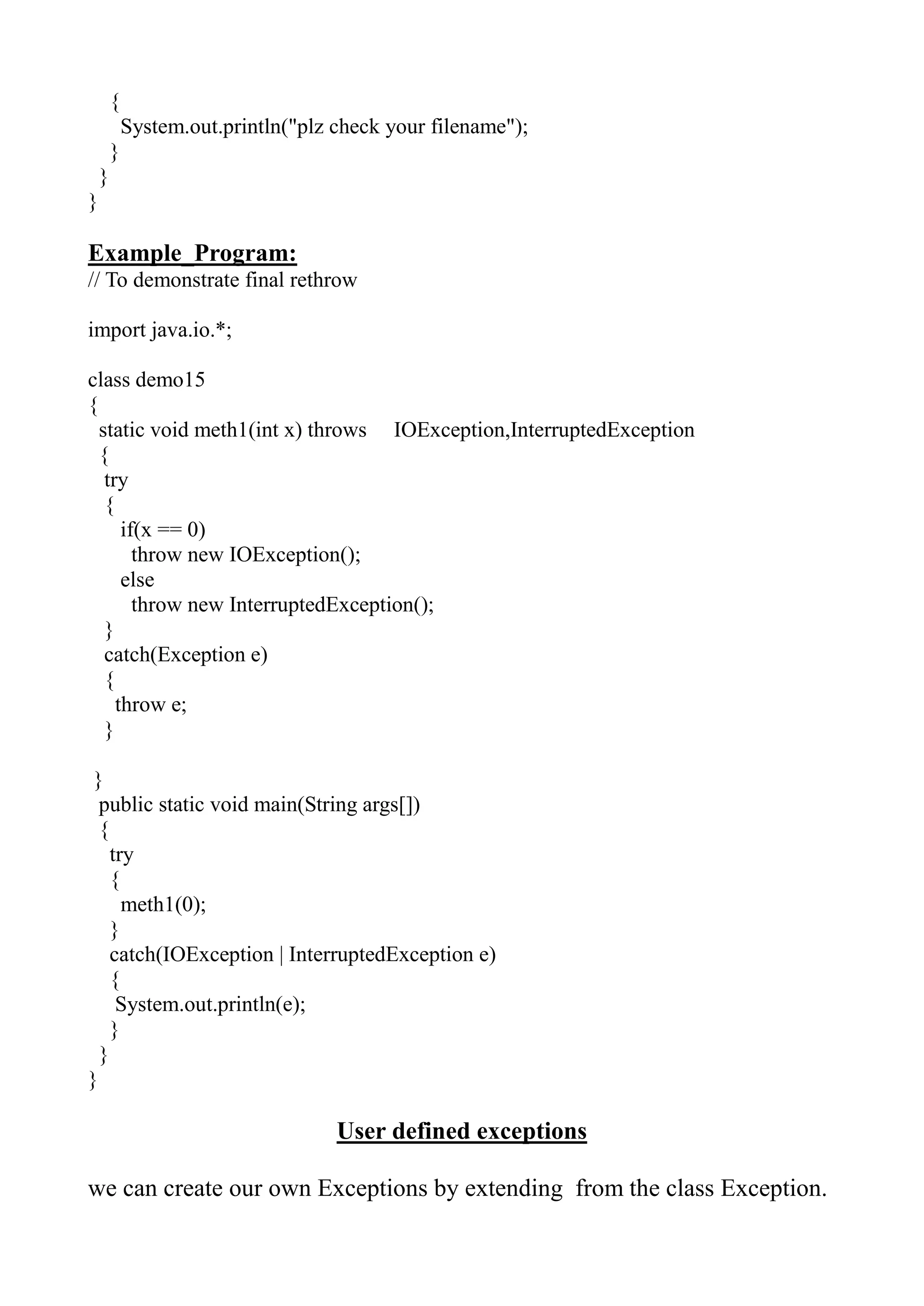 Exception Handling notes in java exception | PDF | Programming ...
