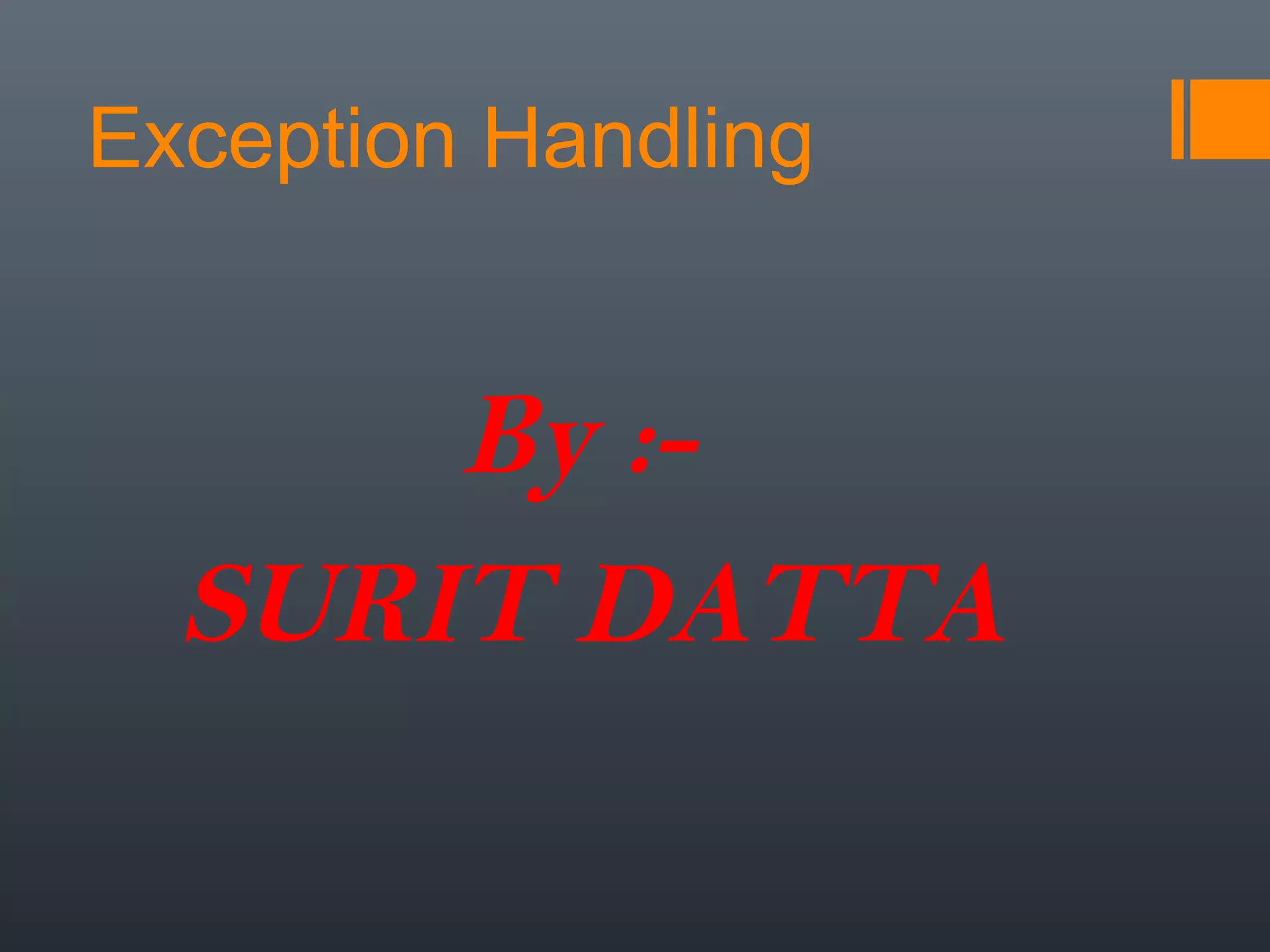 Exception Handling in JAVA | PPT