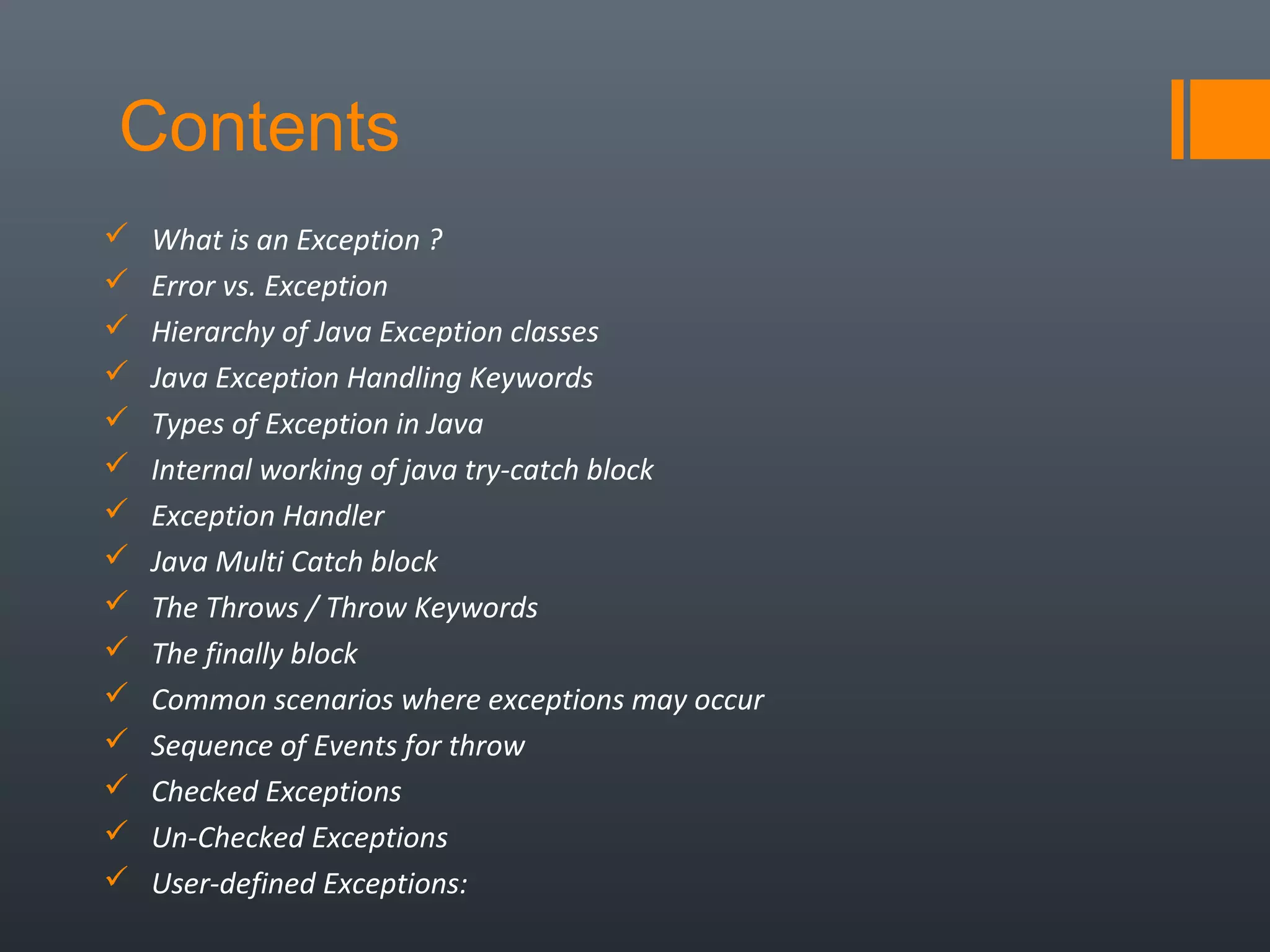 Exception Handling in JAVA | PPT