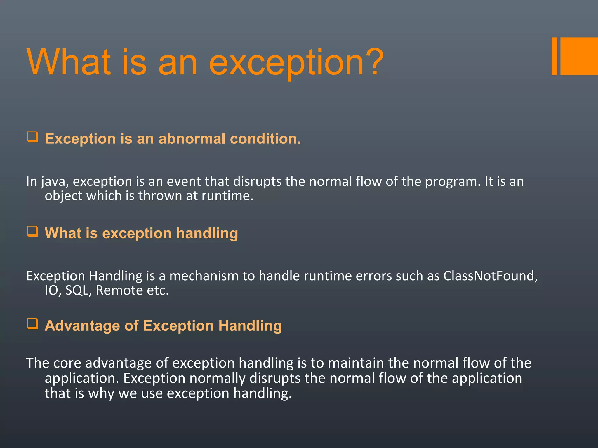 Exception Handling in JAVA | PPT