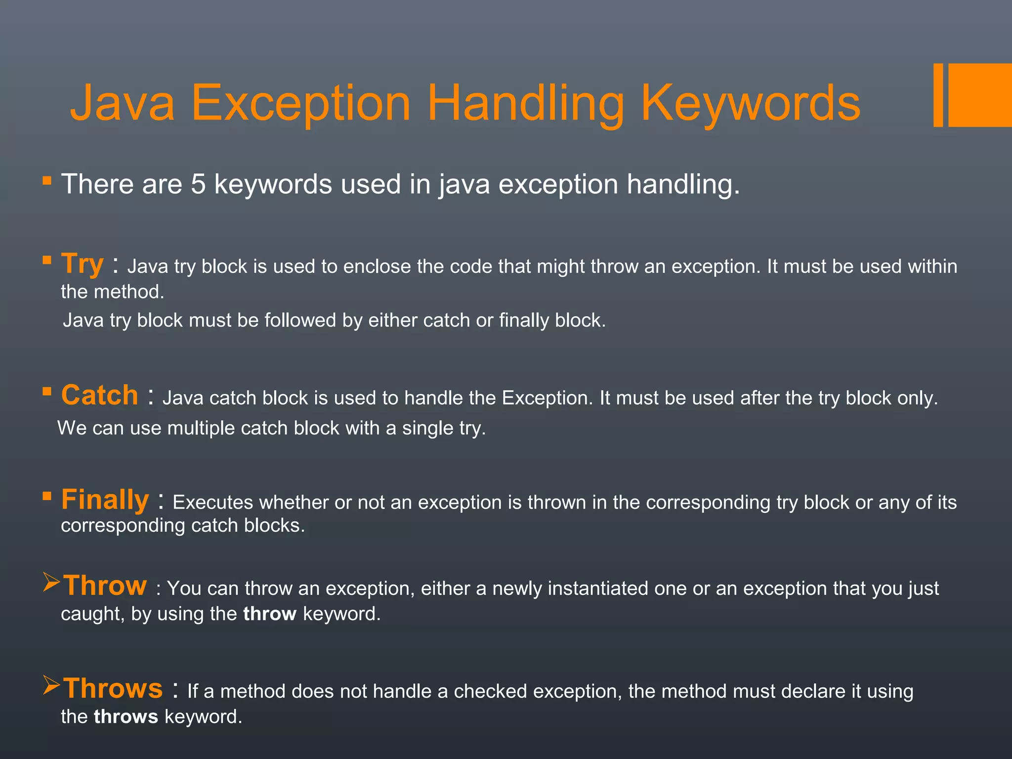 Exception Handling in JAVA | PPT