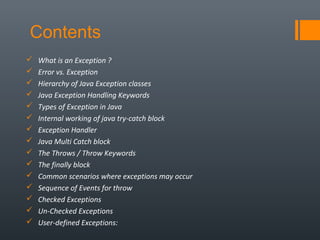 Exception Handling in JAVA | PPT