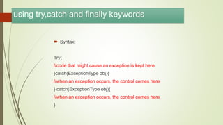 Exception handling in java | PPT