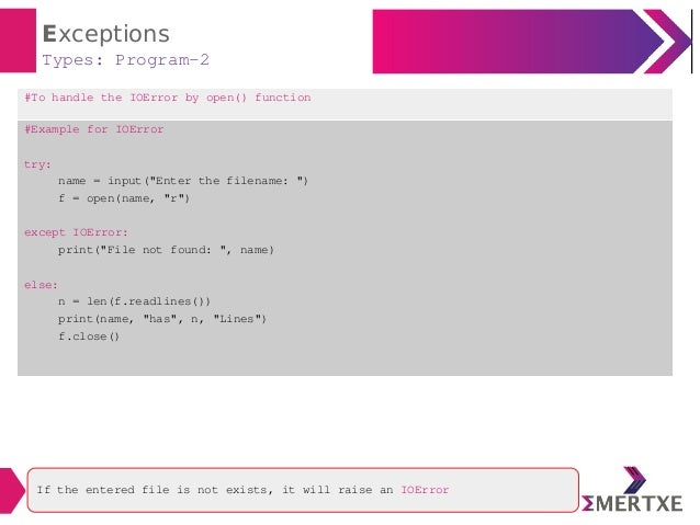 Python Programming Exceptions