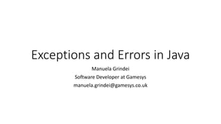 Exceptions and errors in Java | PPTX | Programming Languages | Computing