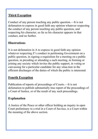 ‘Exceptions for IPC section 499.’ | DOCX