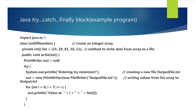 Exceptions handling in java | PPT