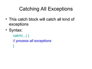 Exceptions in C++exception handling in C++, computer programming.ppt