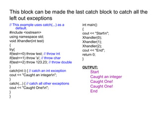 Exceptions in C++exception handling in C++, computer programming.ppt