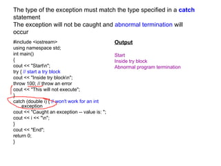 Exceptions in C++exception handling in C++, computer programming.ppt