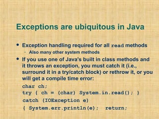 Exceptions in java | PPT | Programming Languages | Computing