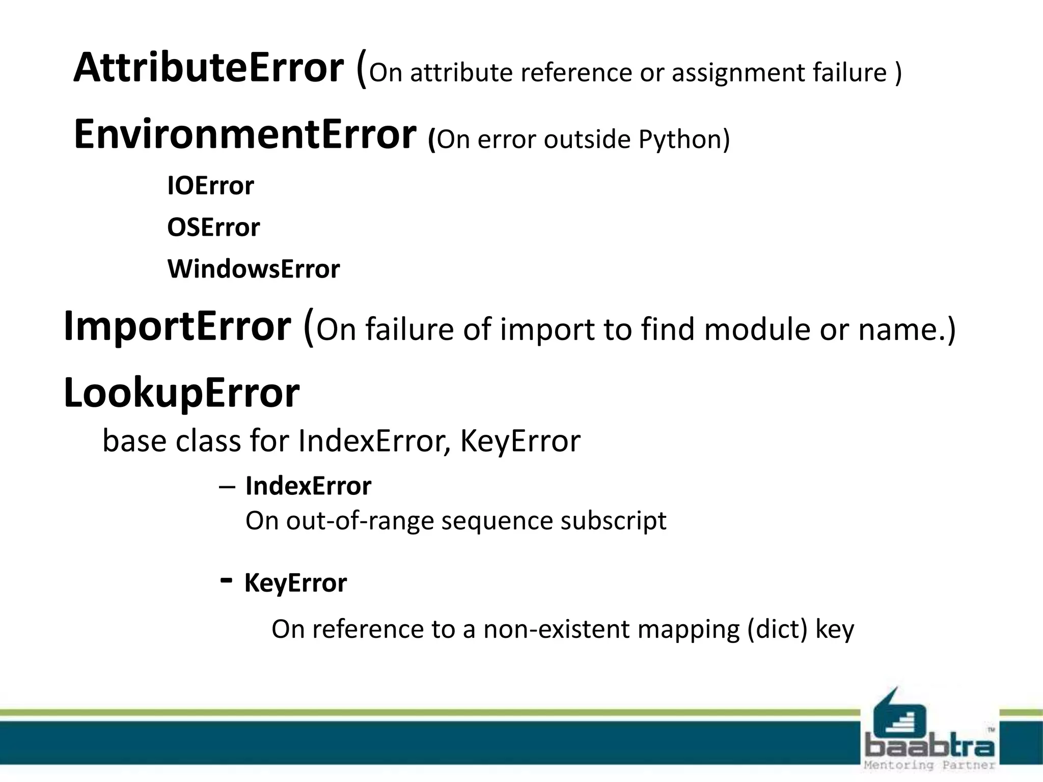 Exceptions in python | PPT