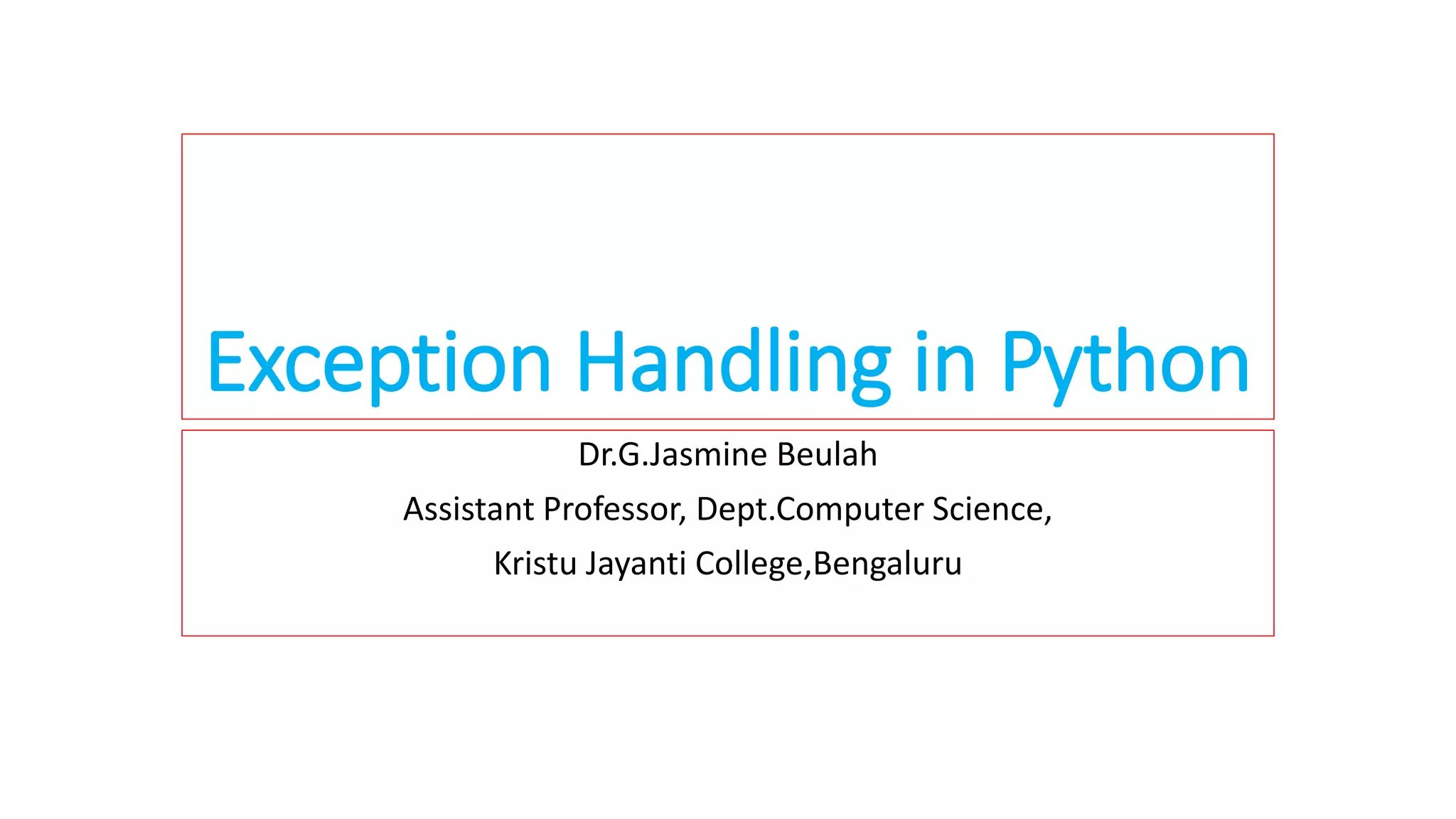 Exception Handling in Python | PPTX