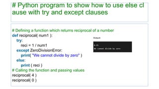Exception Handling in Python | PPTX | Programming Languages | Computing