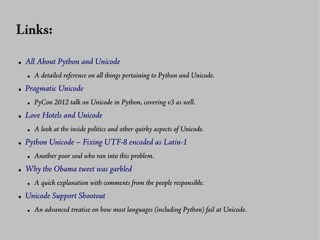 Except UnicodeError: battling Unicode demons in Python | PPT