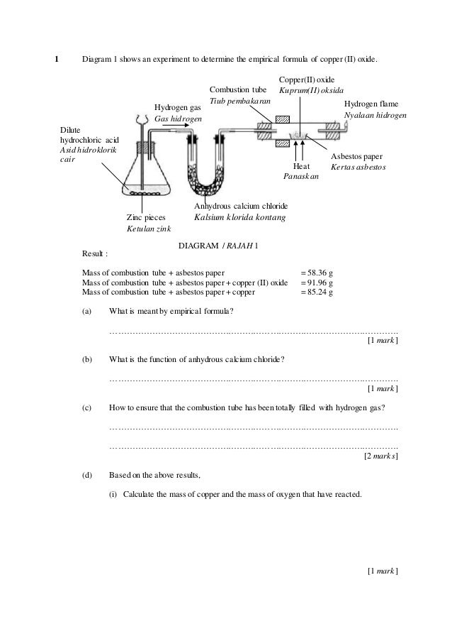 short chem exercises copper oxide formula