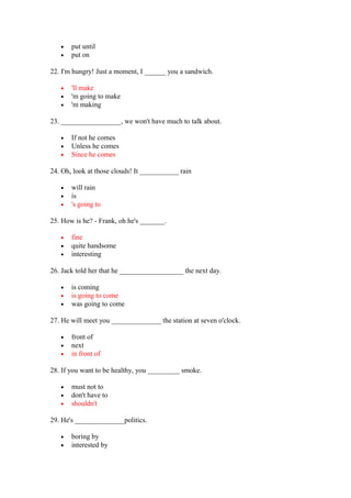 Grammar test multiple choice | PDF
