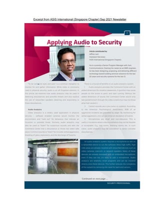 Excerpt from ASIS International (Singapore Chapter) Sep 2021 Newsletter
 