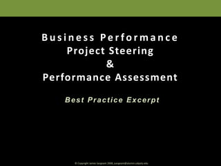Business PerformanceProject Steering&Performance Assessment Best Practice Excerpt 