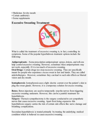 Excessive Sweating (Hyperhidrosis) | DOCX