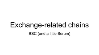 Exchange-related chains
BSC (and a little Serum)
 