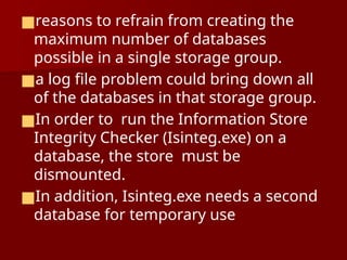 Exe Communciation Database EXCHANGE 2007 for exchange enthusiast and Mcse | PPTX