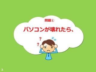 問題①


    パソコンが壊れたら、




３
 