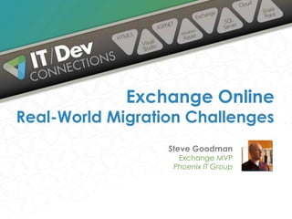 Exchange Online

Real-World Migration Challenges
Steve Goodman
Exchange MVP
Phoenix IT Group

 