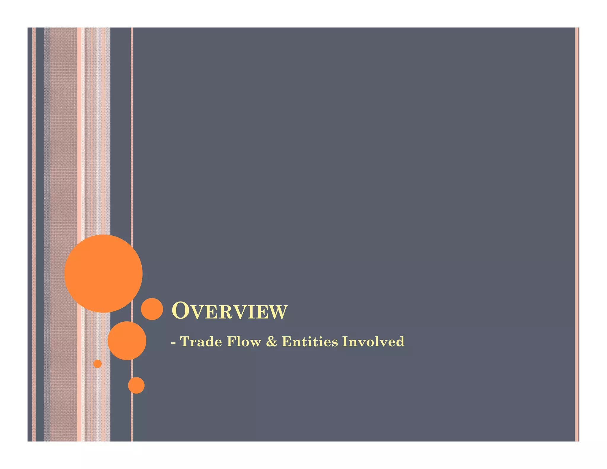 OVERVIEW
- Trade Flow & Entities Involved
 