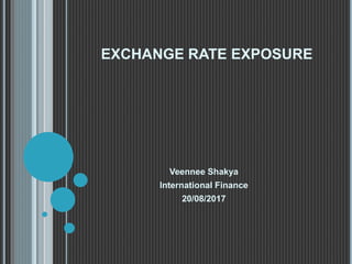 EXCHANGE RATE EXPOSURE
Veennee Shakya
International Finance
20/08/2017
 