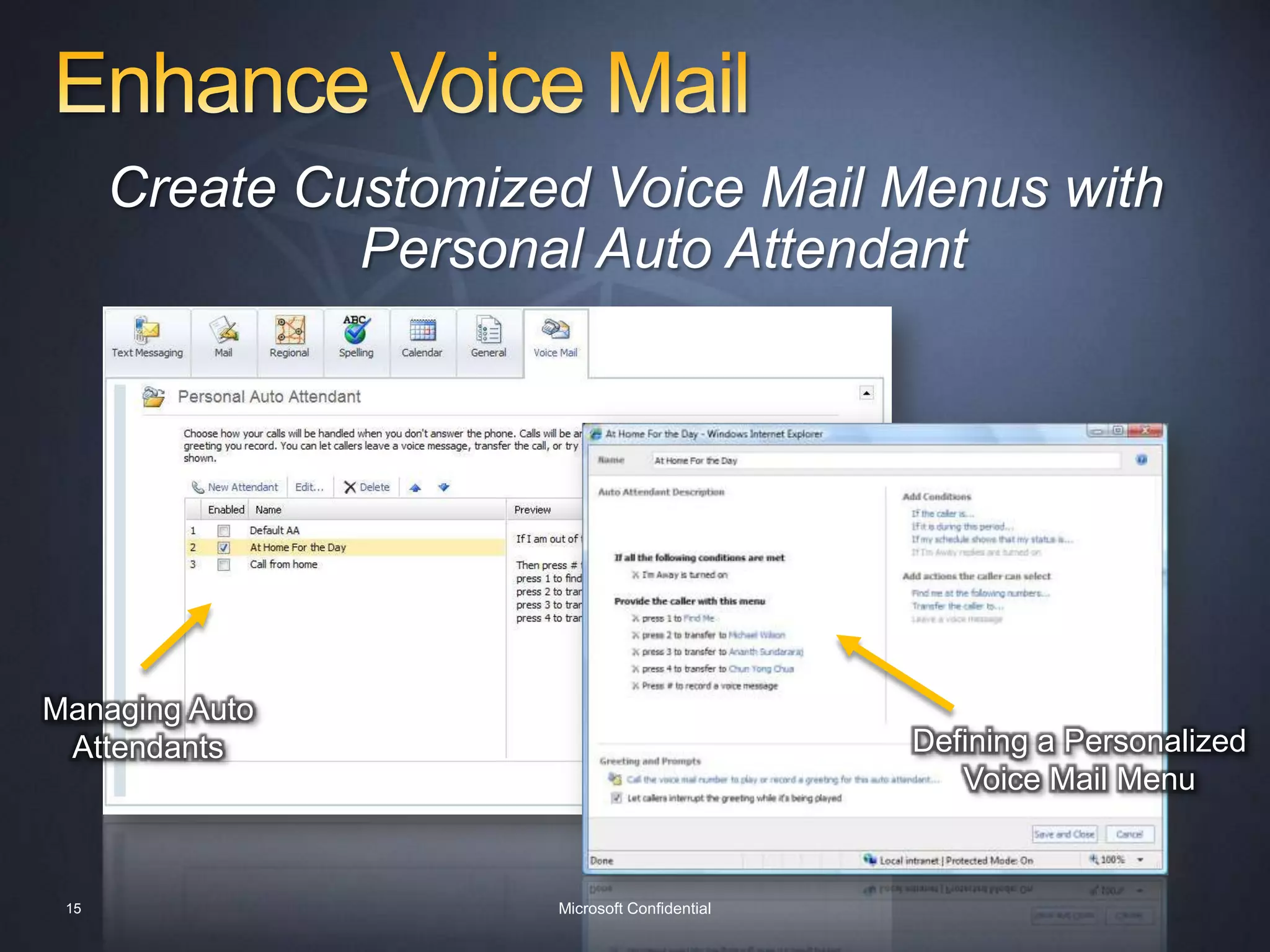 Manage Inbox OverloadHelp Reduce Unnecessary and Undeliverable E-Mail Through New Sender MailTipsRemove Extra Steps and E-MailLimit Accidental E-MailReduce Non-Delivery Reports13Microsoft Confidential