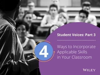 Ways to Incorporate
Applicable Skills
in Your Classroom
Student Voices: Part 3
4
 