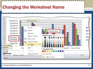 Changing the Worksheet Name




Creating a Worksheet and an Embedded Chart   35
 
