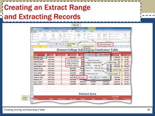 Creating an Extract Range
and Extracting Records




Creating, Sorting, and Querying a Table   38
 