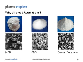 40www.pharmaexcipients.com
MCC SSG Calcium Carbonate
Why all these Regulations?
 