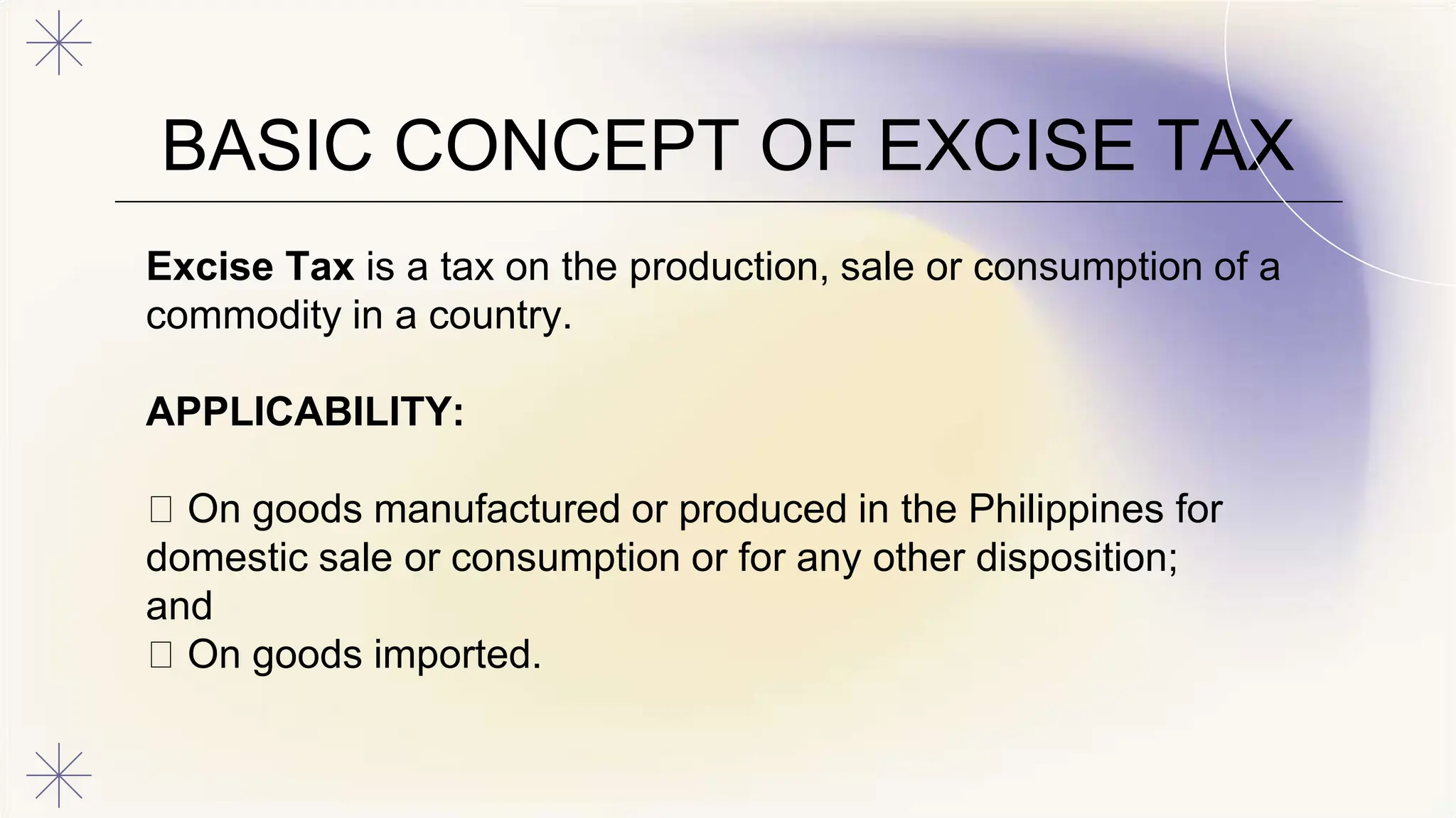EXCISE TAX 2024 practical computation basic concept of excise tax pptx