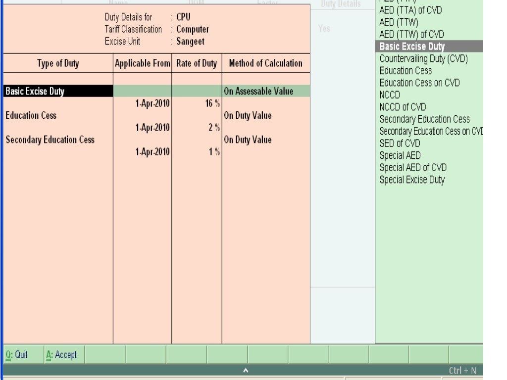 Excise duty accounting entries