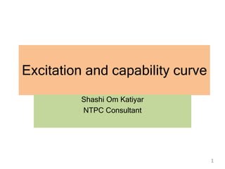 Excitation and capability curve
Shashi Om Katiyar
NTPC Consultant
1
 