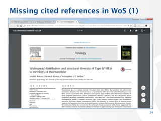 Missing cited references in WoS (1)
24
 